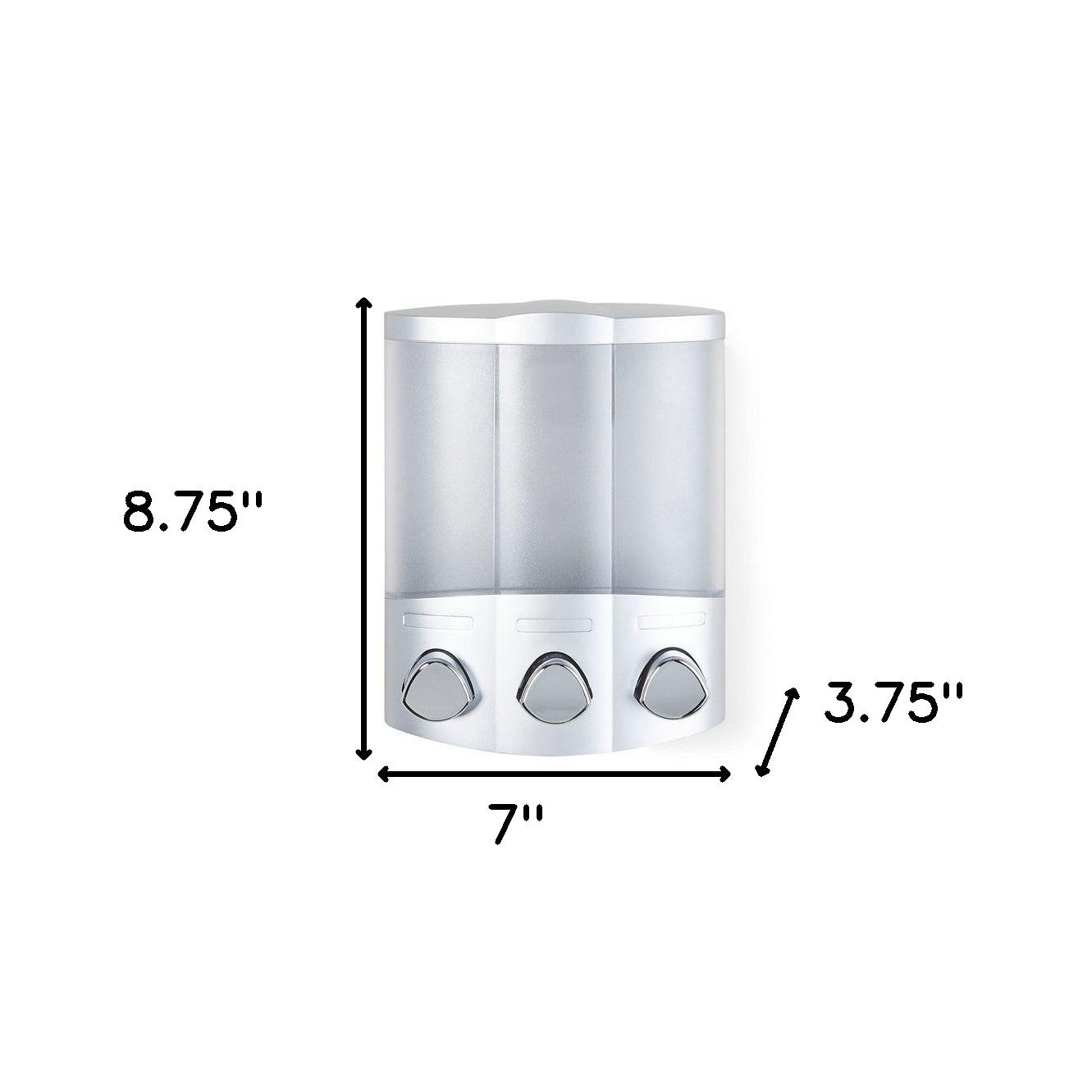 Gray Heavy Duty Plastic Three Chamber Wall Mount Soap Dispenser