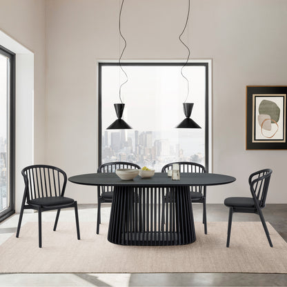 Five Piece Black Oval Dining Set with Four Chairs