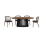 Five Piece Brown and Black Oval Dining Set with Four Chairs