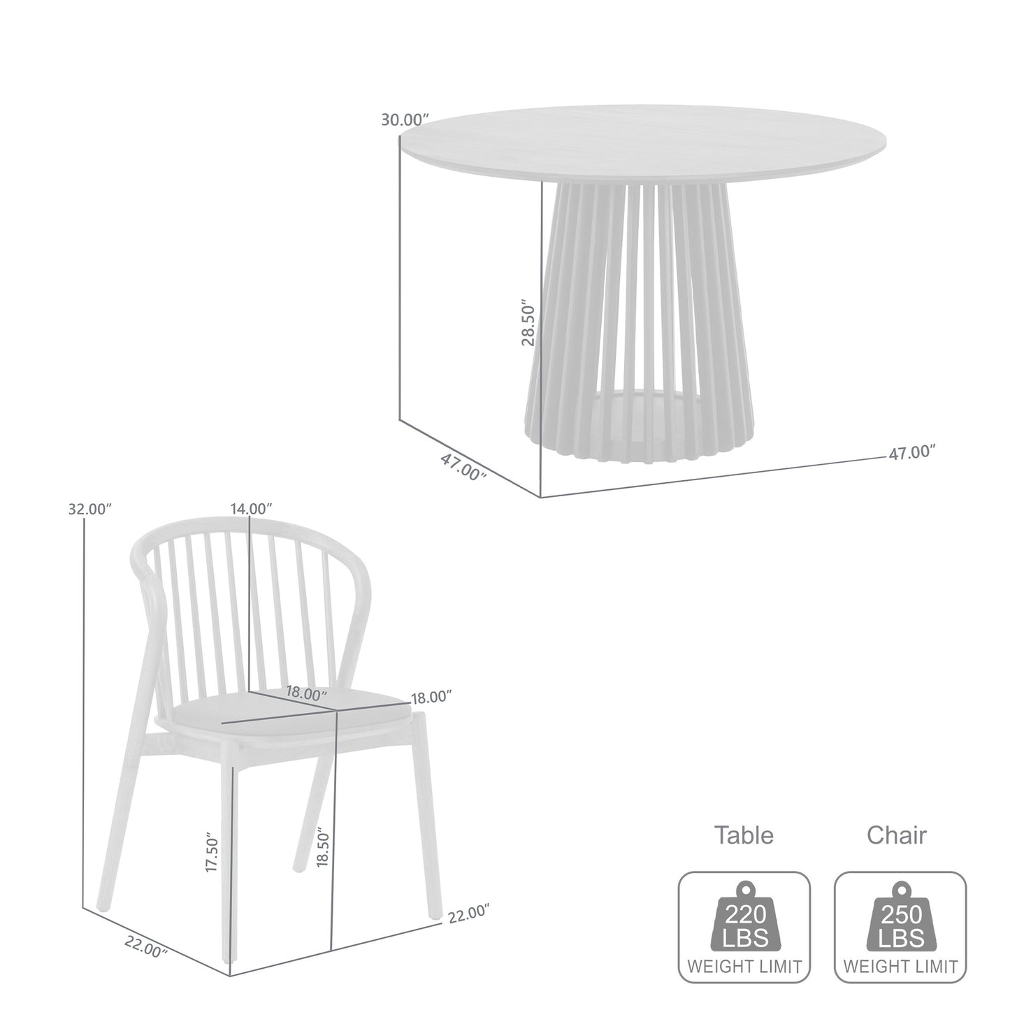 Five Piece Black Round Dining Set with Four Chairs