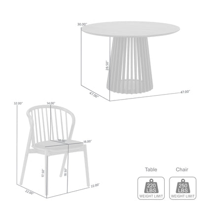 Five Piece Black Round Dining Set with Four Chairs