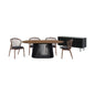 Six Piece Brown and Black Oval Dining Set with Four Chairs and Sideboard