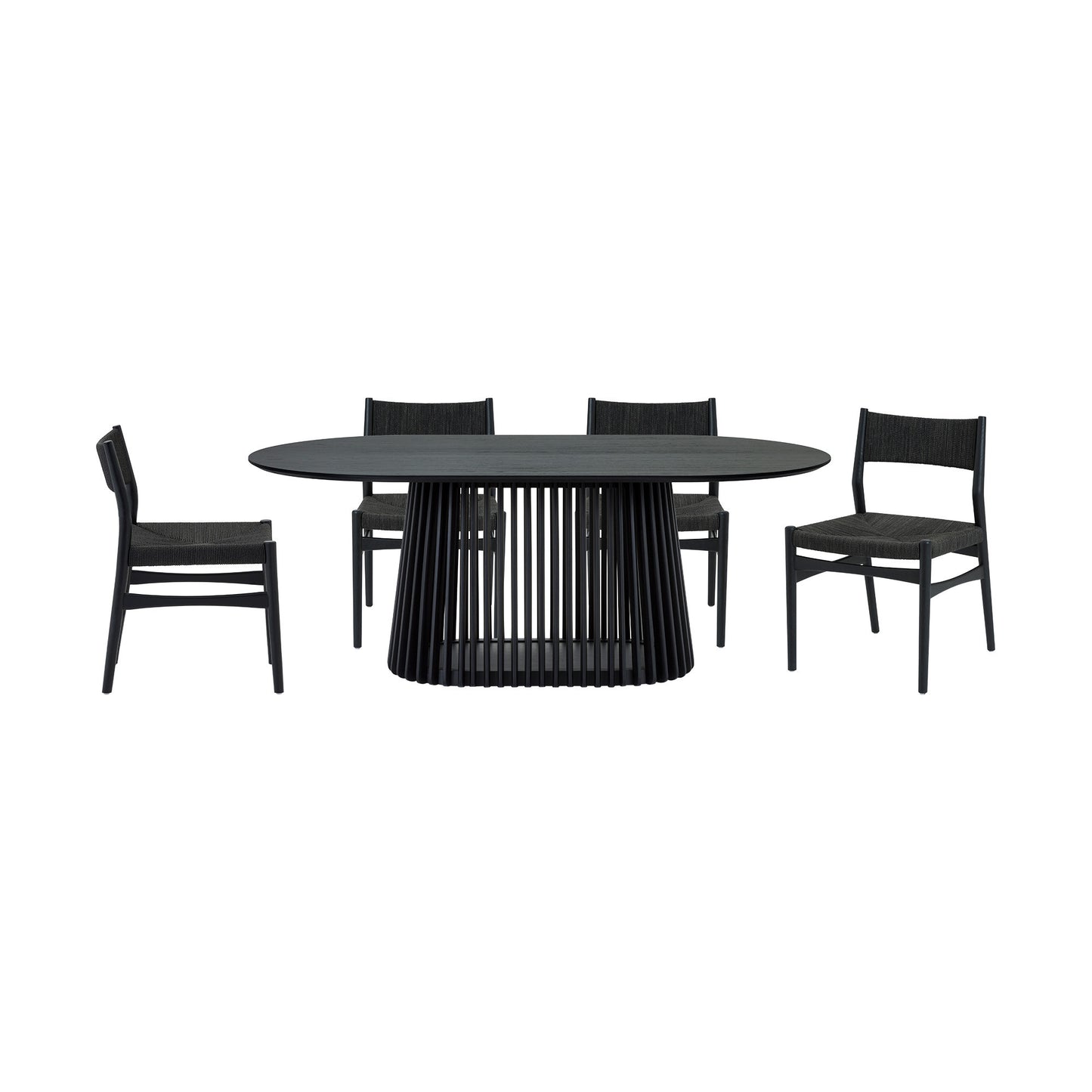 Five Piece Black Oval Dining Set with Four Chairs