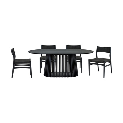 Five Piece Black Oval Dining Set with Four Chairs