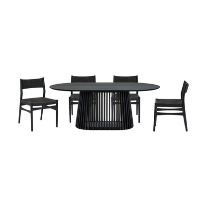 Five Piece Black Oval Dining Set with Four Chairs