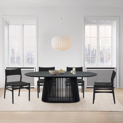 Five Piece Black Oval Dining Set with Four Chairs