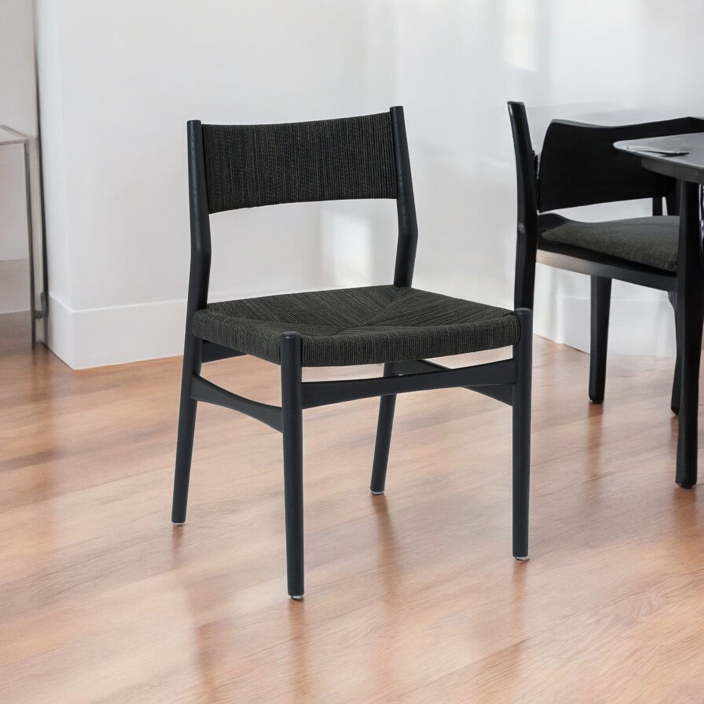 Five Piece Brown and Black Oval Dining Set with Four Chairs