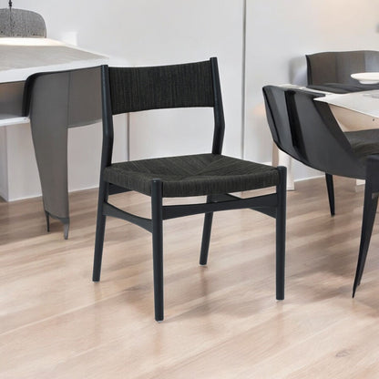 Five Piece Black Round Dining Set with Four Chairs