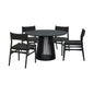 Five Piece Black Round Dining Set with Four Chairs