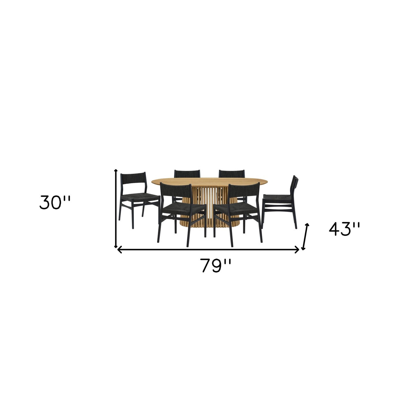 Seven Piece Oak Oval Dining Set with Six Chairs