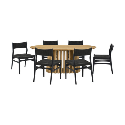 Seven Piece Oak Oval Dining Set with Six Chairs