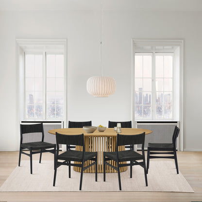 Seven Piece Oak Oval Dining Set with Six Chairs