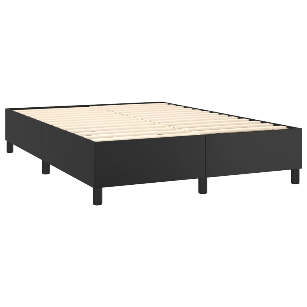 Box Spring Bed with Mattress Black 53.9"x74.8" Full Faux Leather