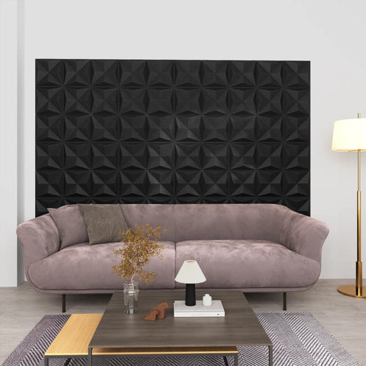 3D Wall Panels 48 pcs 19.7"x19.7" Origami Black 129.2 ft��