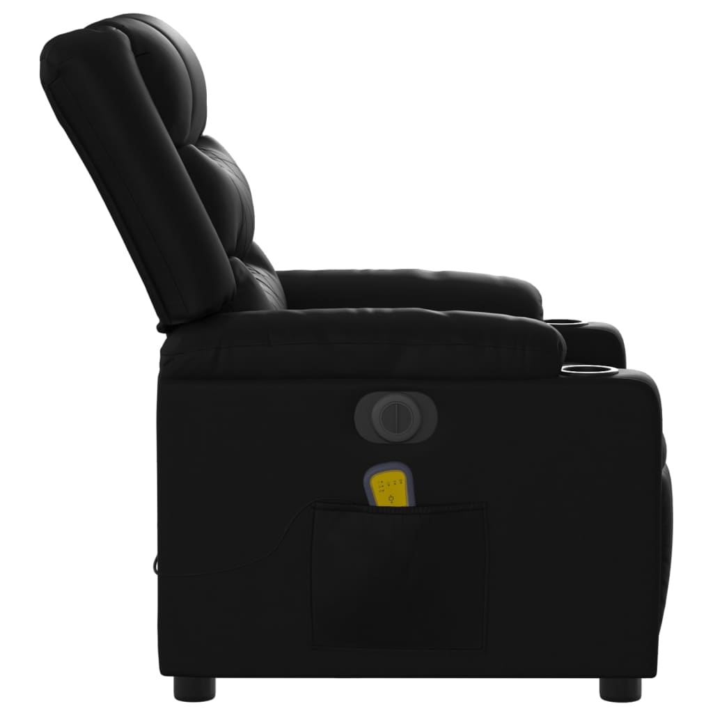 Electric Massage Recliner Chair Black Faux Leather