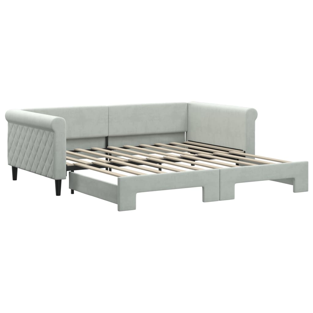 Daybed with Trundle without Mattress Light Gray 39.4"x74.8"