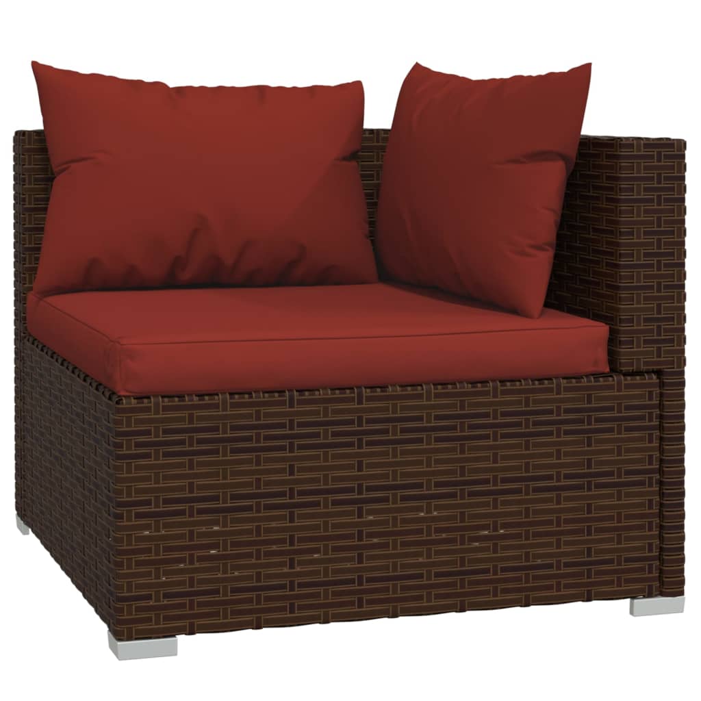 Patio Loveseat with Cushions Brown Poly Rattan