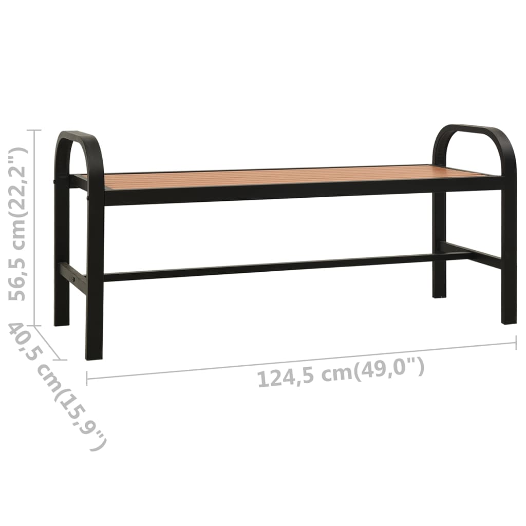 Patio Bench 49" Steel and WPC Brown and Black