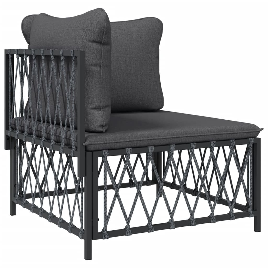 2 Piece Patio Lounge Set with Cushions Anthracite Steel