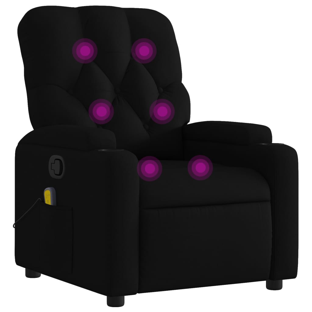 Massage Recliner Chair Black Fabric