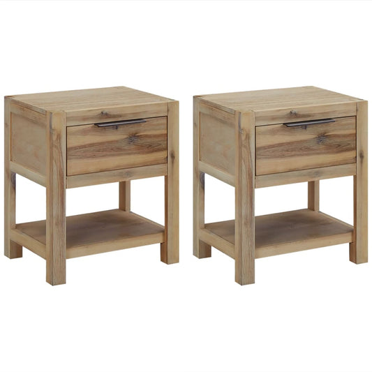 Nightstands with Drawers 2 pcs 15.7"x11.8"x18.9" Solid Acacia Wood