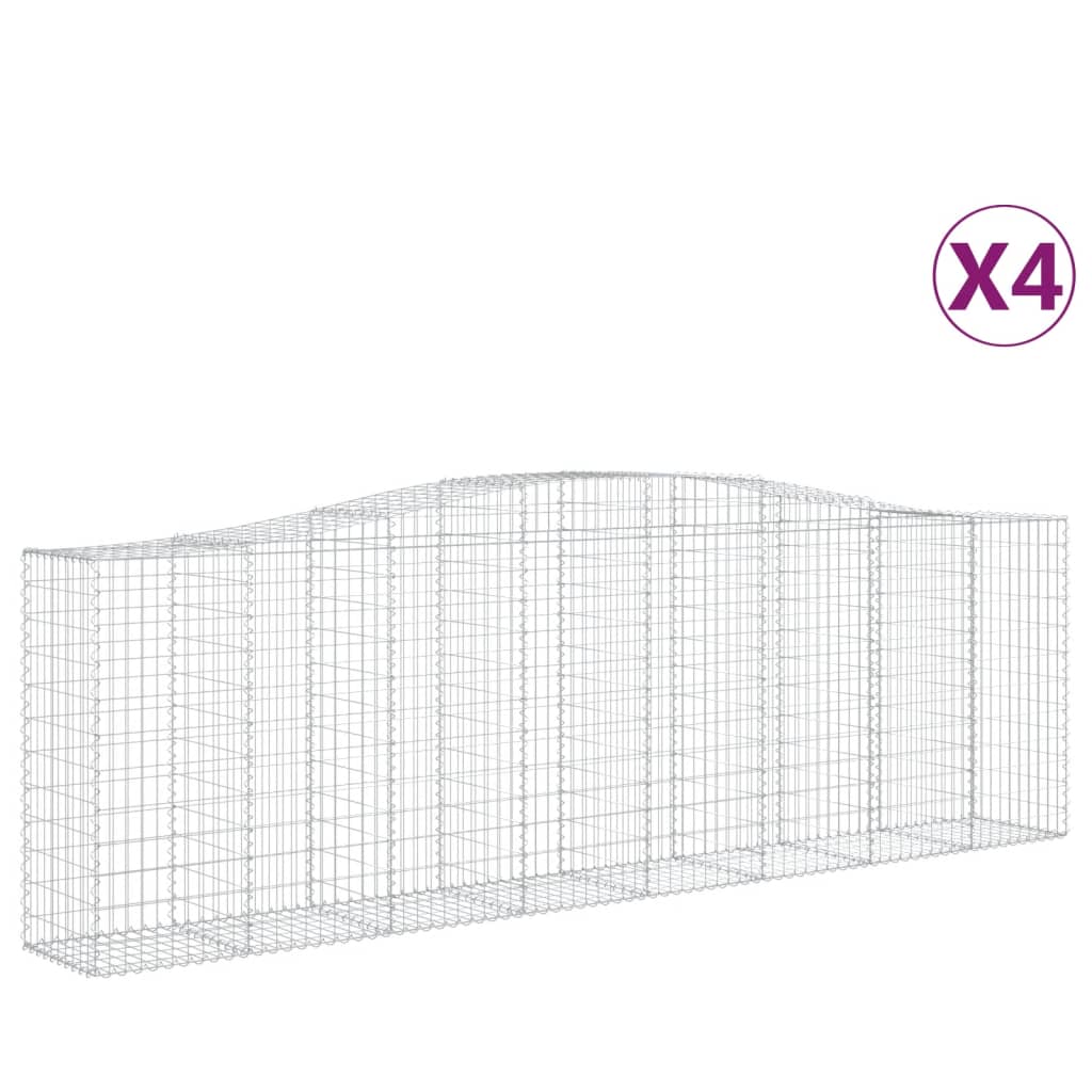 Arched Gabion Baskets 4 pcs 157.5"x19.7"x47.2"/55.1" Galvanized Iron