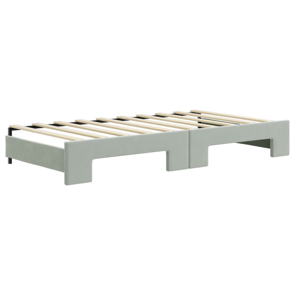 Daybed with Trundle without Mattress Light Gray 39.4"x74.8" Velvet