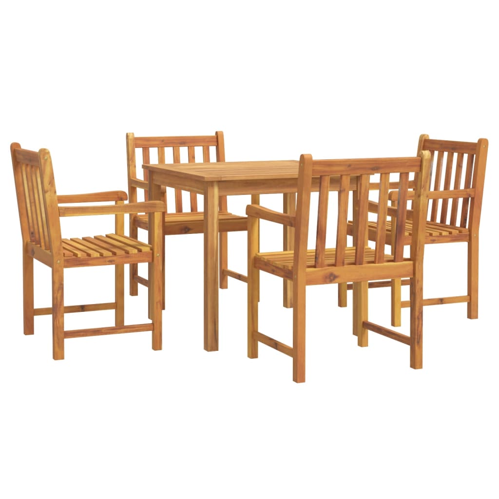 5 Piece Patio Dining Set Solid Wood Acacia