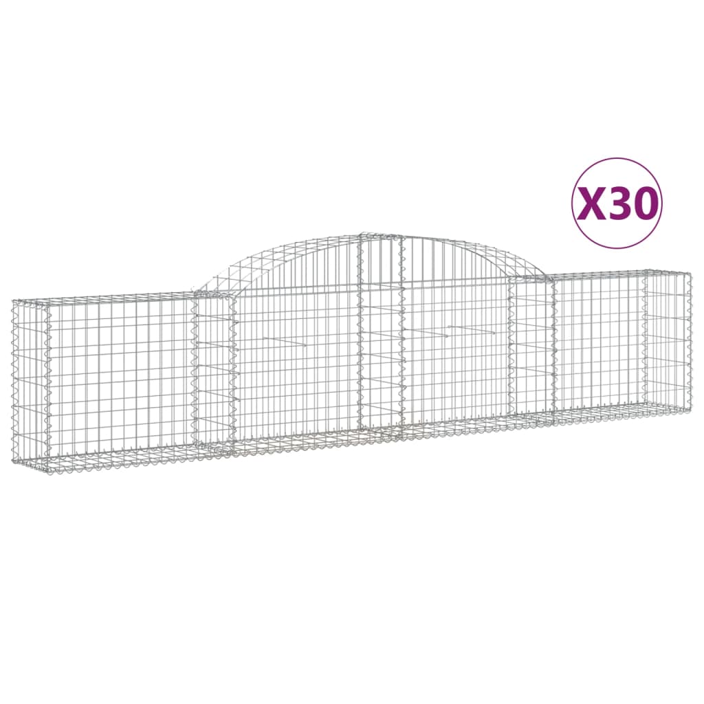 Arched Gabion Baskets 30 pcs 118.1"x11.8"x23.6"/31.5" Galvanized Iron