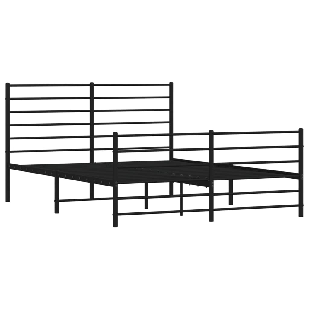 Metal Bed Frame without Mattress with Footboard Black 59.1"x78.7"