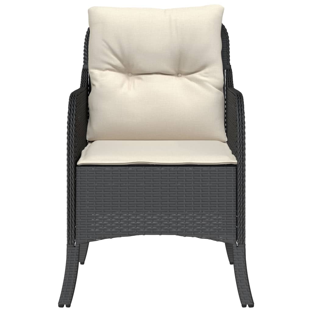 Patio Chairs with Cushions 2 pcs Black Poly Rattan