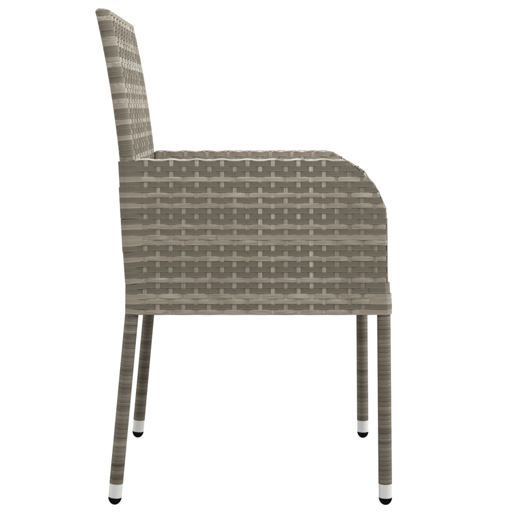 Patio Chairs with Cushions 2 pcs Poly Rattan Gray