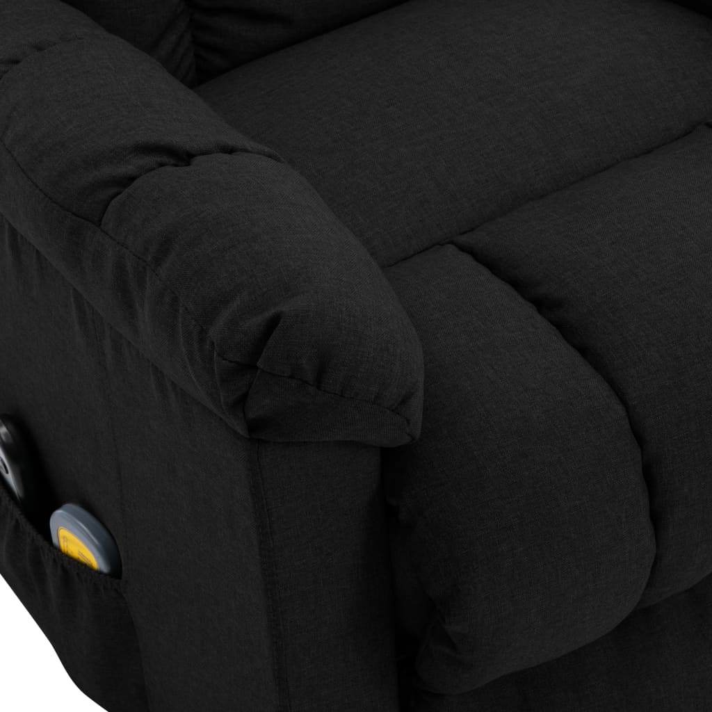 Power Lift Massage Recliner Black Fabric