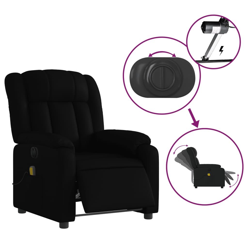 Electric Massage Recliner Chair Black Faux Leather