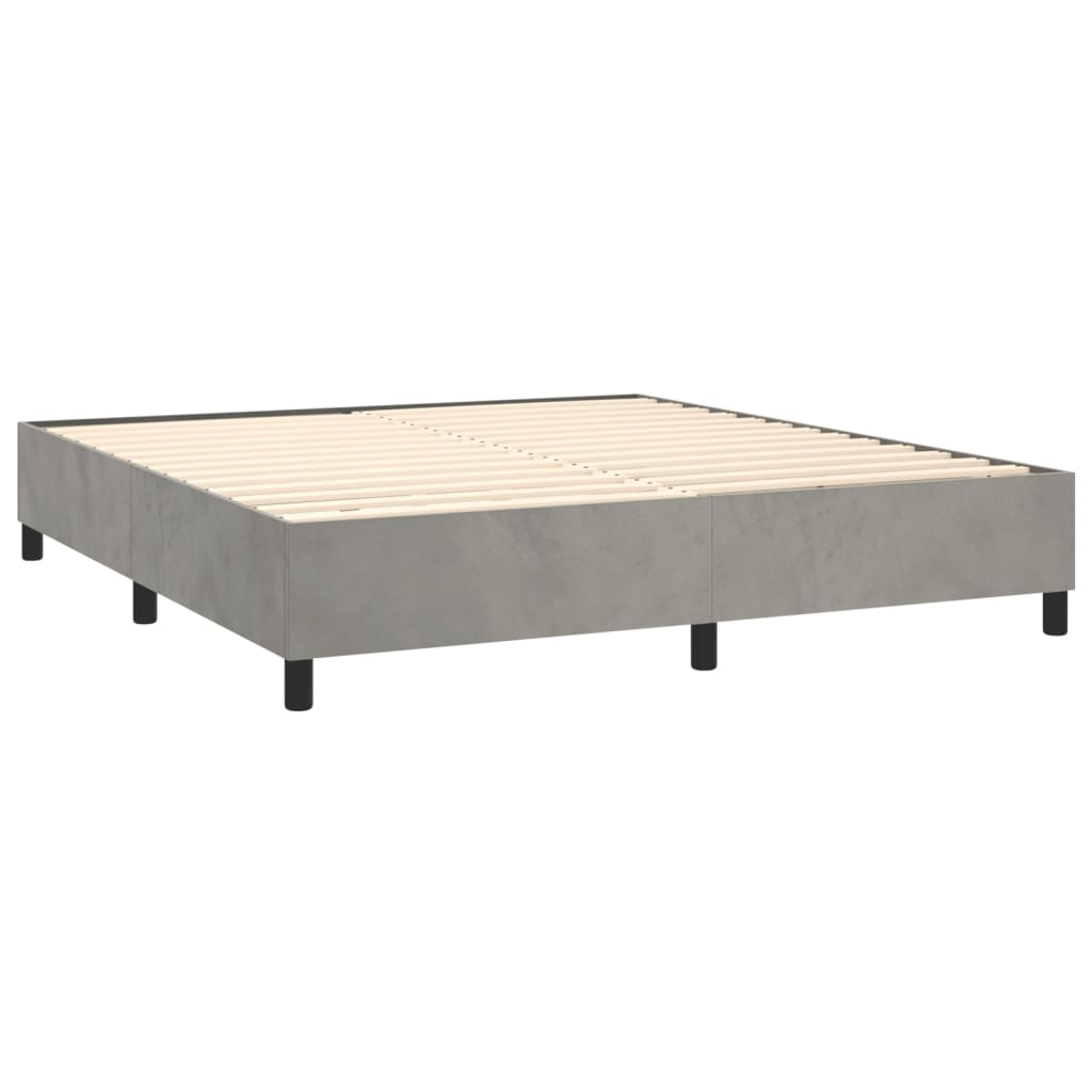 Box Spring Bed with Mattress Light Gray 76"x79.9" King Velvet