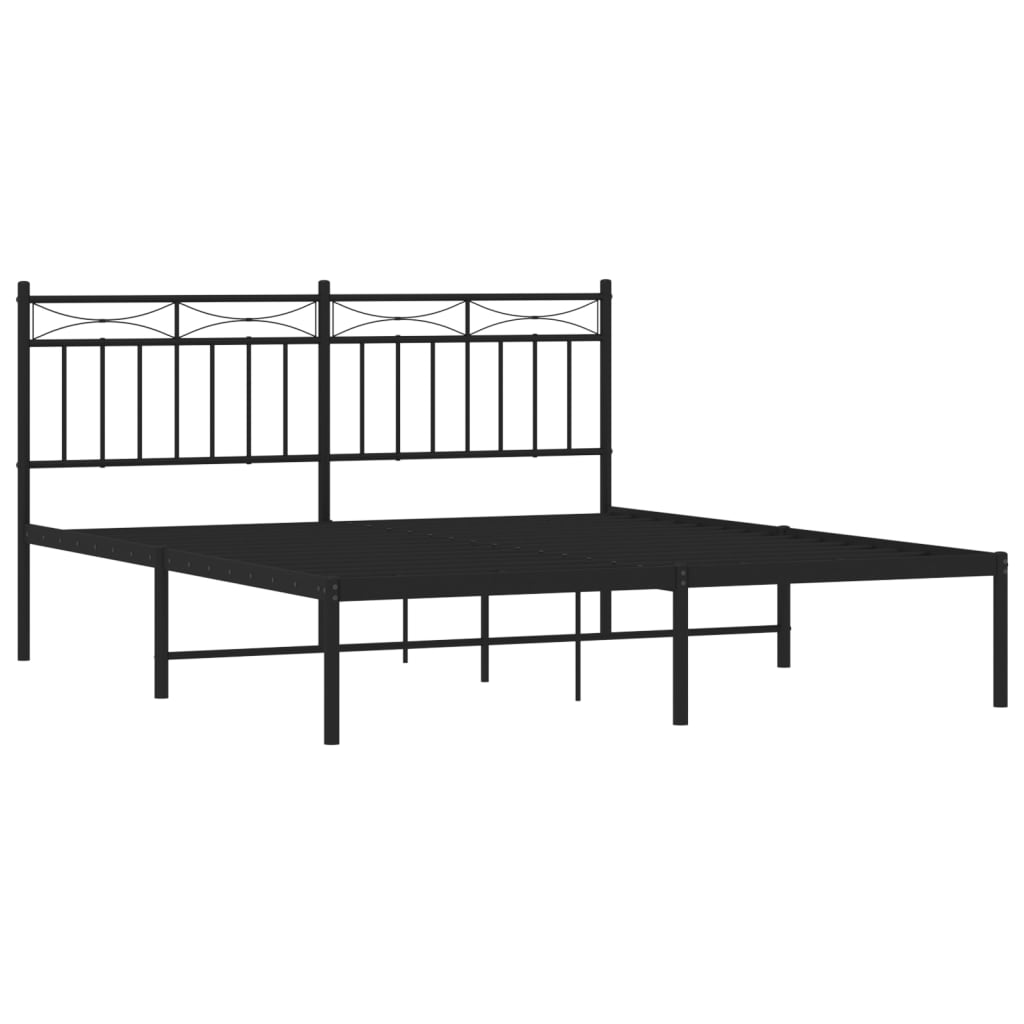 Metal Bed Frame without Mattress with Headboard Black 59.1"x78.7"