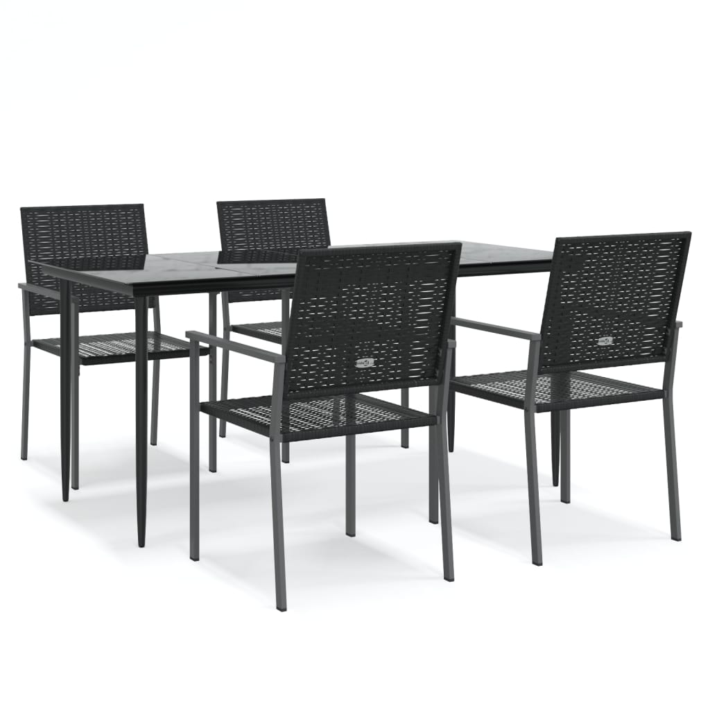 5 Piece Patio Dining Set Poly Rattan and Steel