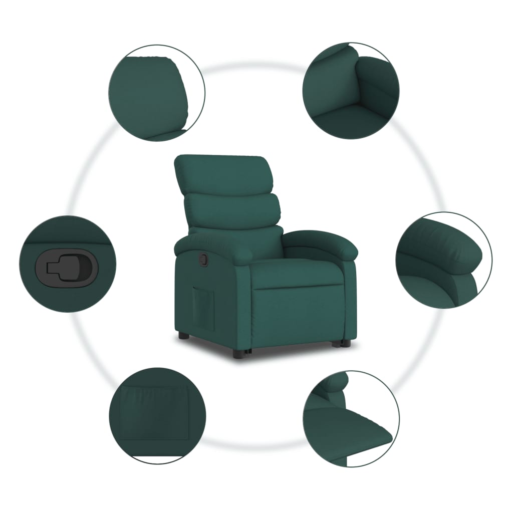 Stand up Recliner Chair Dark Green Fabric