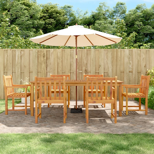 7 Piece Patio Dining Set Solid Wood Acacia