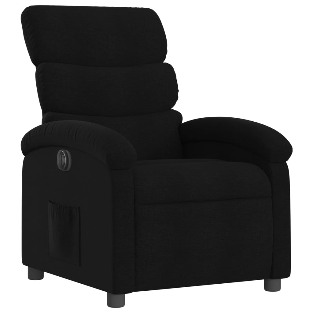 Electric Recliner Chair Black Fabric