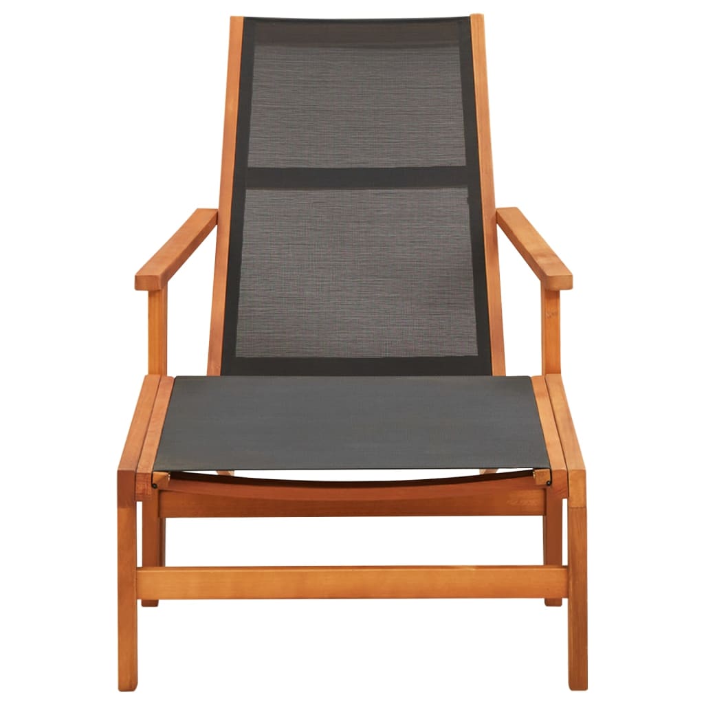 Patio Chair with Footrest Solid Eucalyptus Wood and Textilene