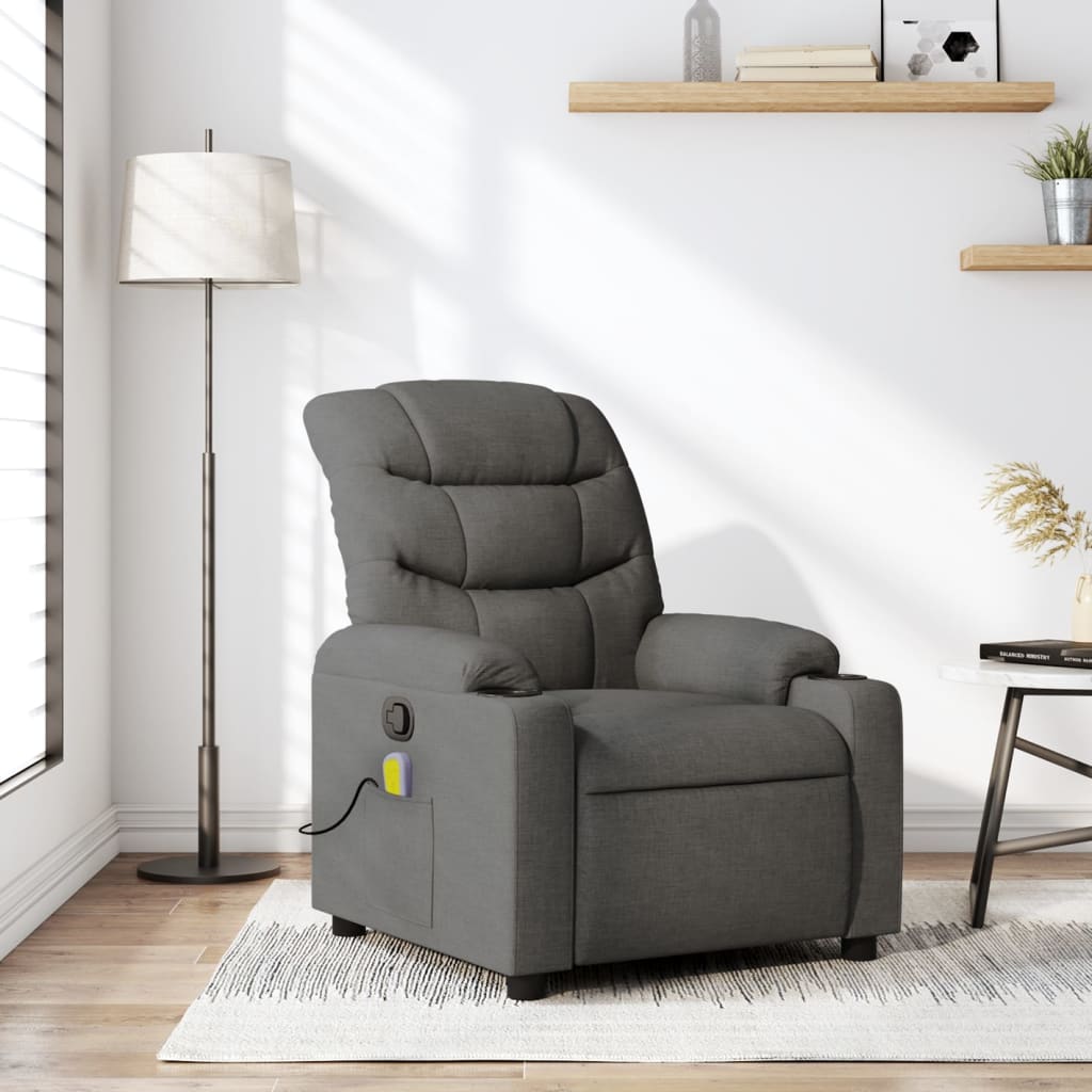 Massage Recliner Chair Black Fabric