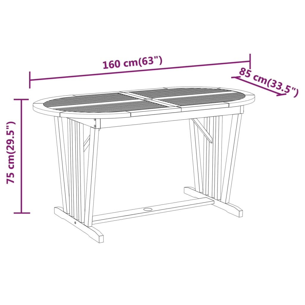 5 Piece Patio Dining Set Solid Wood Eucalyptus