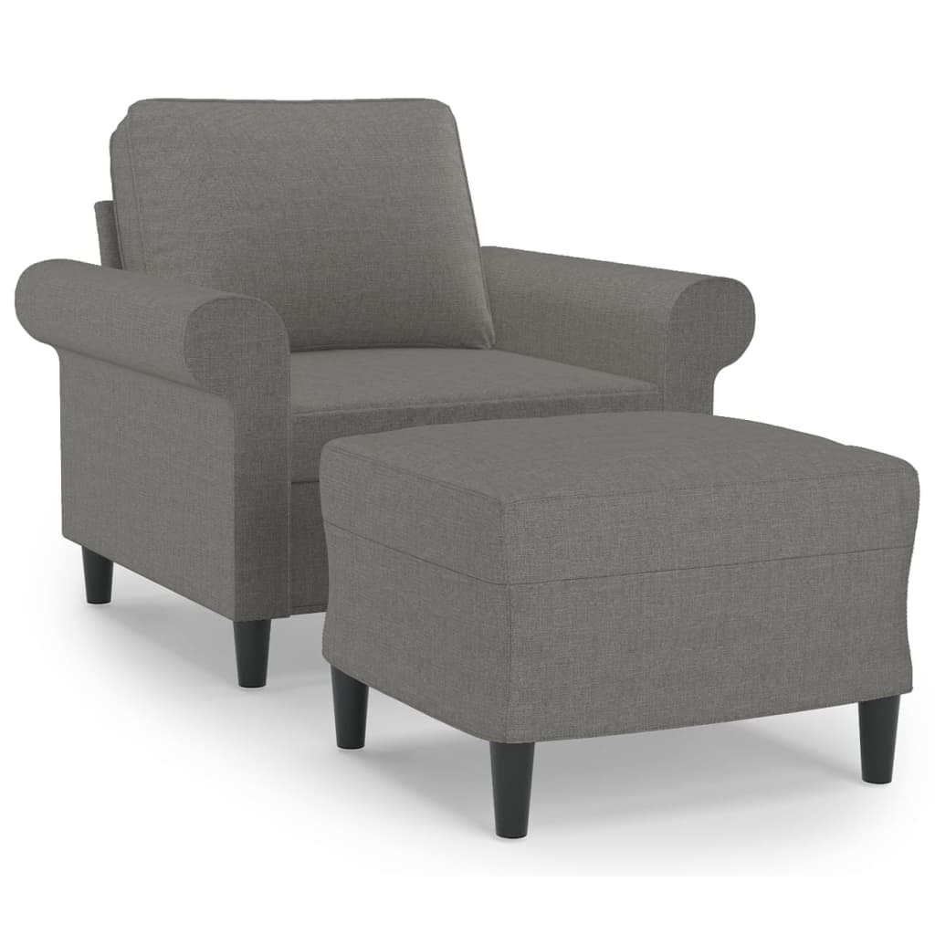 Sofa Chair with Footstool Dark Gray 23.6" Fabric