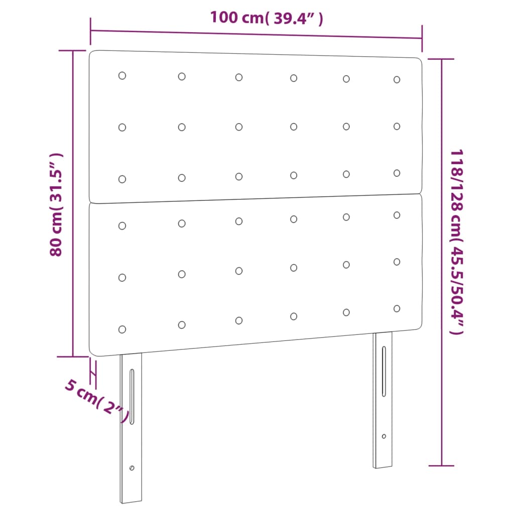 Headboards 2 pcs Light Gray 39.4"x2"x30.7"/34.6" Fabric