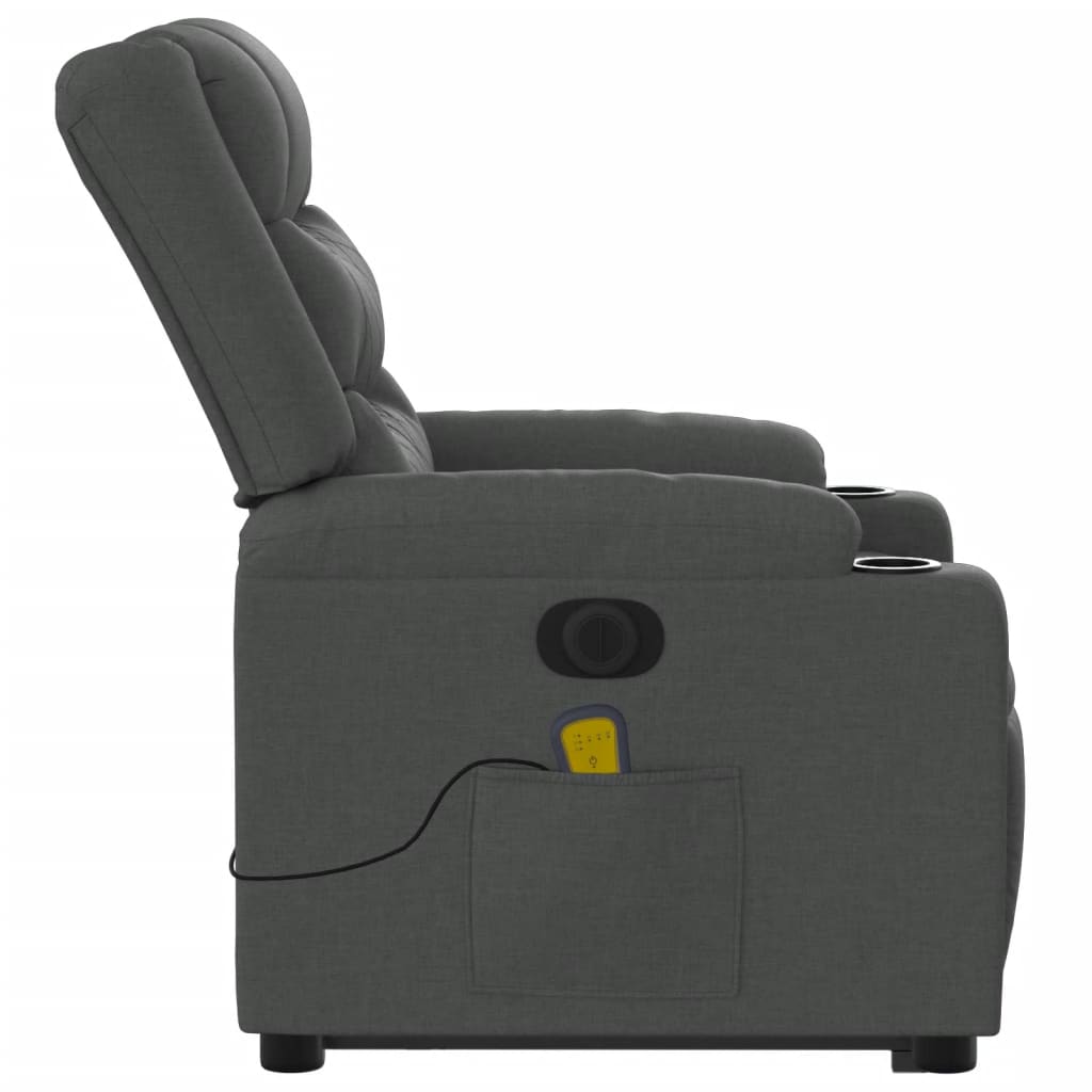 Electric Stand up Massage Recliner Chair Dark Gray Fabric