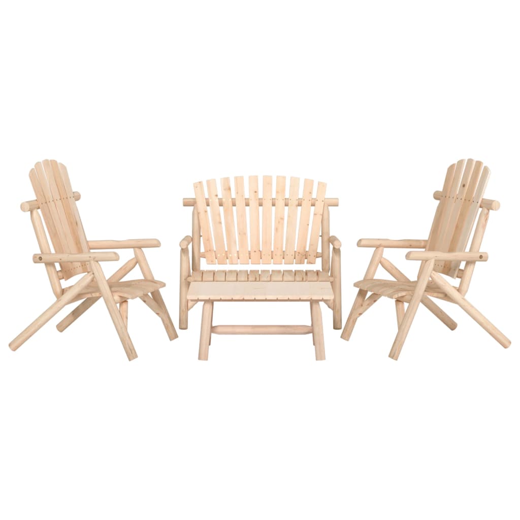 4 Piece Patio Lounge Set Solid Wood Spruce