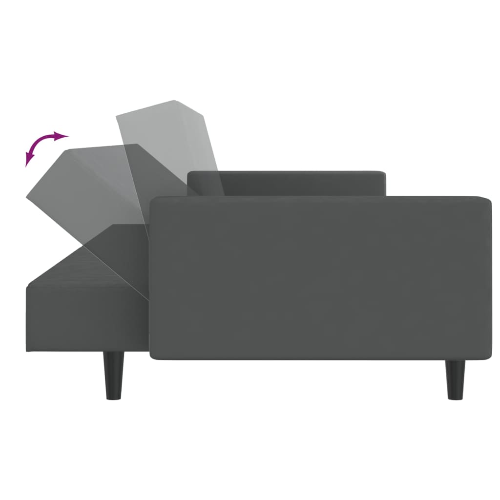 2-Seater Sofa Bed Dark Gray Velvet