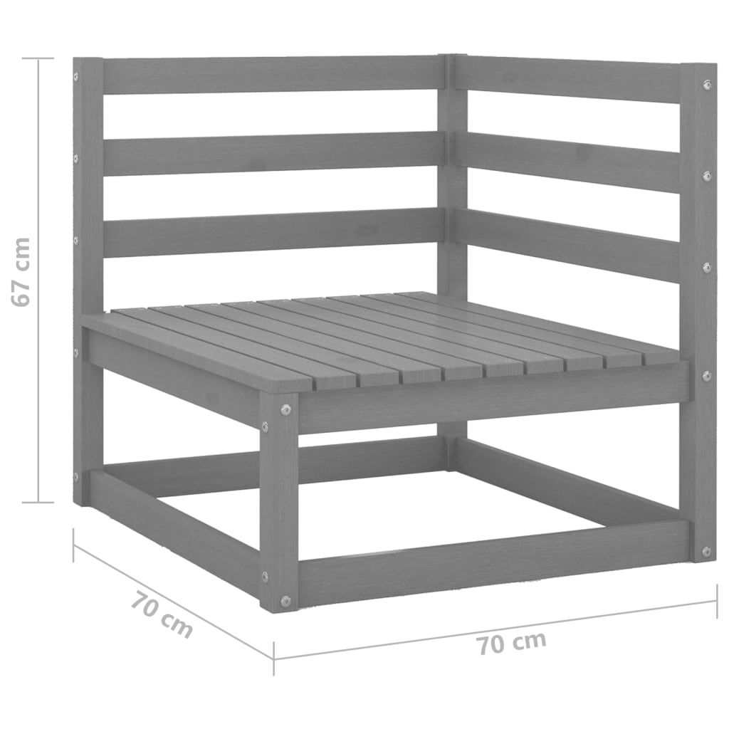 3 Piece Patio Lounge Set Gray Solid Pinewood