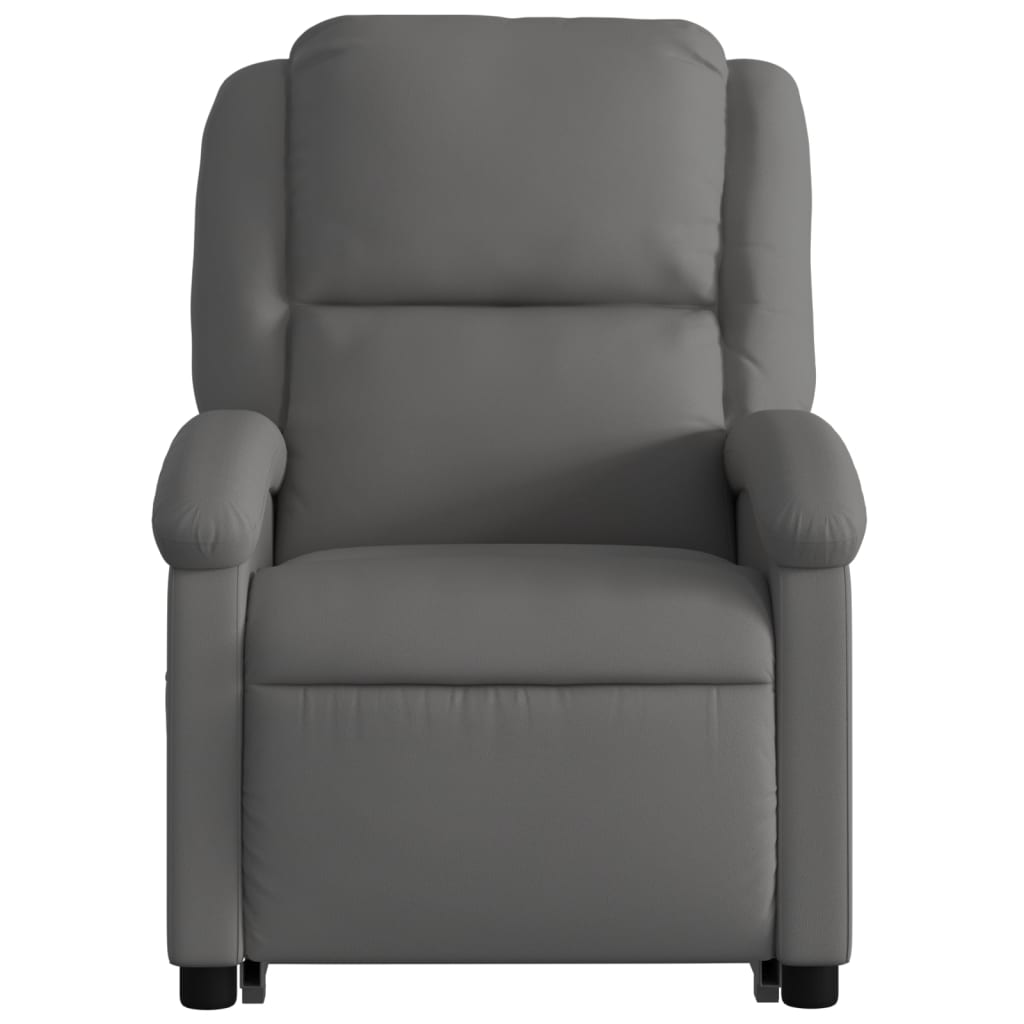 Electric Stand up Recliner Chair Gray Real Leather